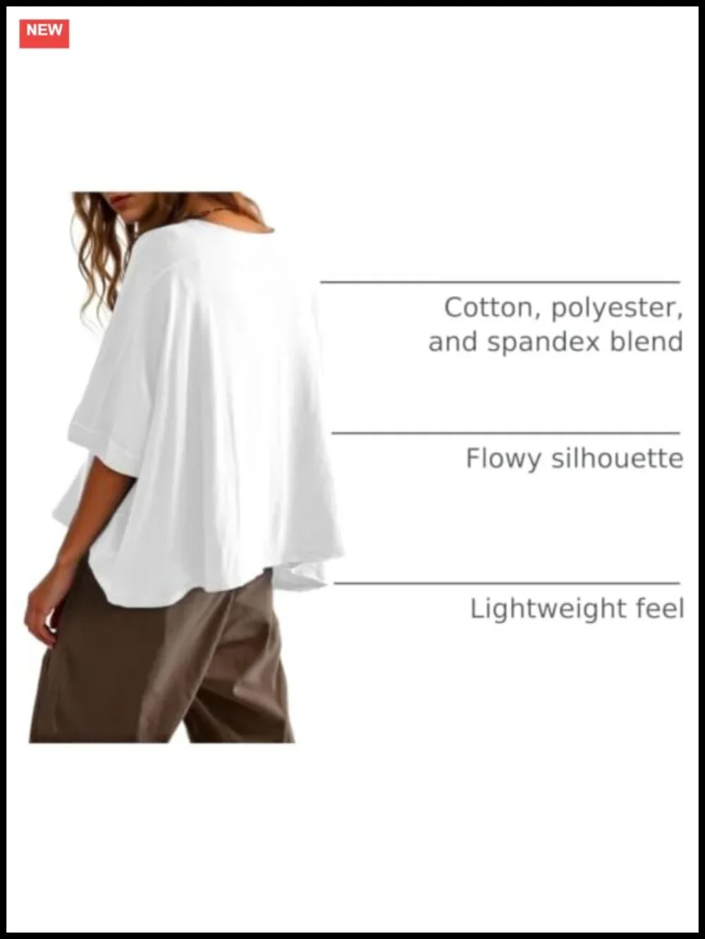 Oversized Cropped T-Shirt Cotton Blend Loose Fit Crew Neck Short Sleeve